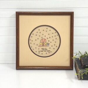 Vintage framed Ziggy Cross-stitch Welcome sign